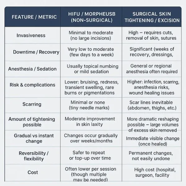 Lost the Weight but Not the Loose Skin? 3 A table showing the benefits of Lipo Sculpt Camden treatments to combat loose skin.